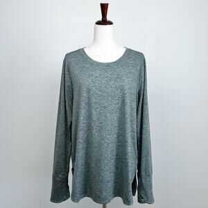 Athleta Uptempo Heather Green Athletic Long Sleeve Pullover Top